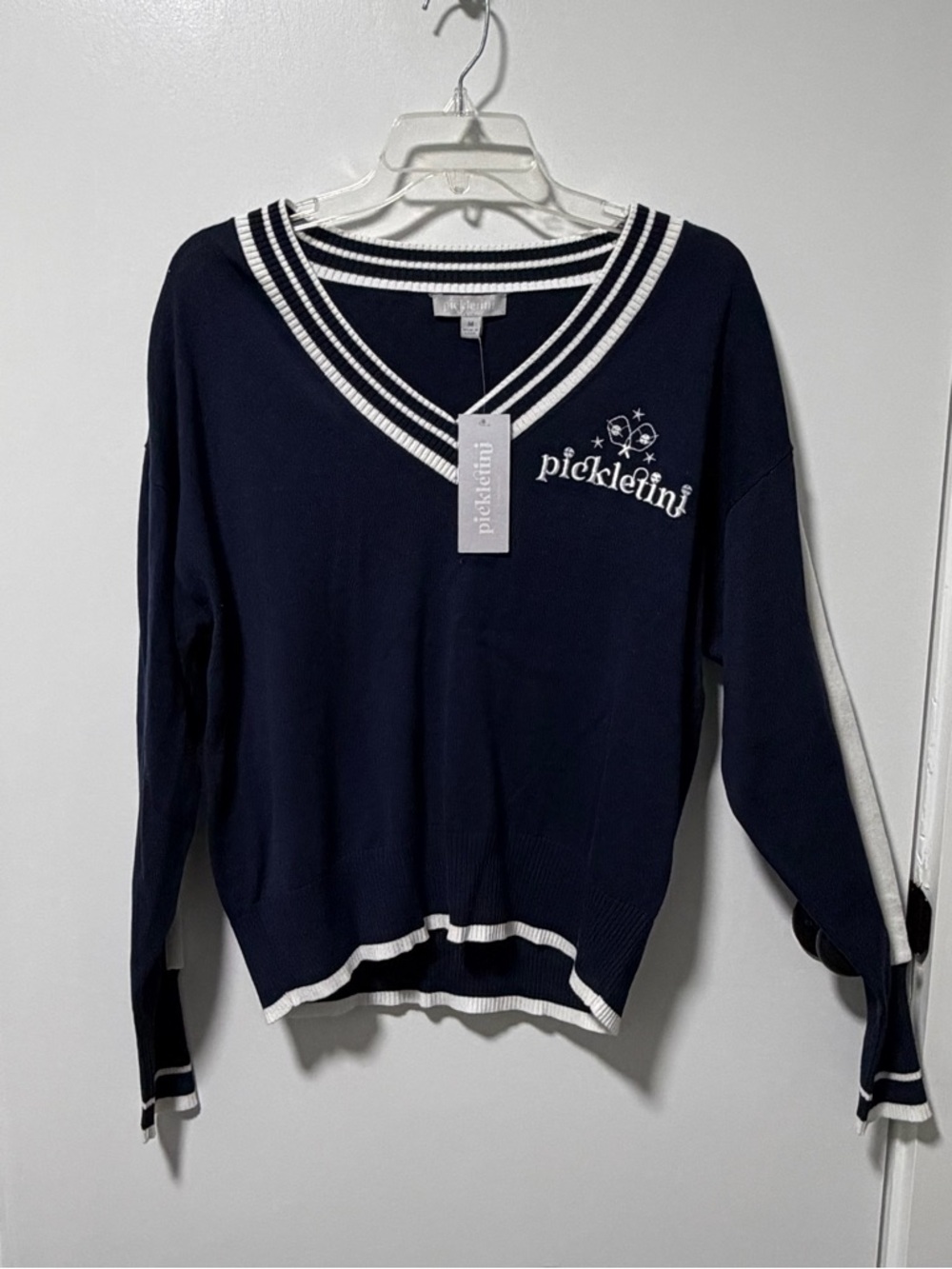 NWT Pickletini Pullover Sweater | Pickleball Apparel | Navy/White | Size Medium